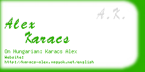 alex karacs business card